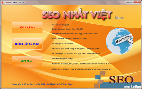 Phần mềm SEO website, Phần mềm SEO rao vặt đầu tiên ở việt nam, viết bằng tiếng việt Seo-basic